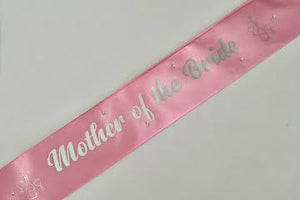 Mother of the Bride Sash - Pale Pink with Silver *NEW FABRIC* Handmade