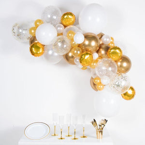 Balloon Garland Kit - Gold and White (66 Pieces) Crosswear