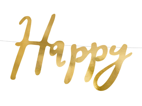 Happy Birthday Banner - Gold Crosswear