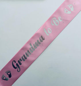 Grandma to Be Sash - Pale Pink with Silver *NEW FABRIC* Handmade
