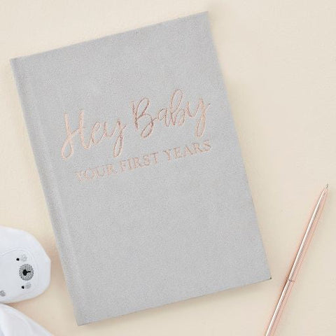 Grey Suede Baby Journal Book Ginger Ray