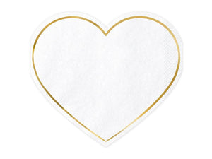Heart Shaped Napkins (20) - White and Gold Crosswear