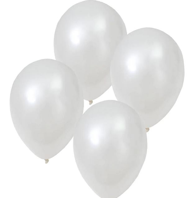 Pearlised Balloons (8) - Iridescent White (12") Crosswear