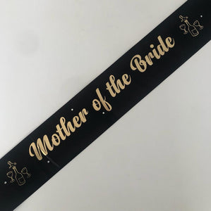 Mother of the Bride Sash - Black and Gold *NEW FABRIC* Handmade