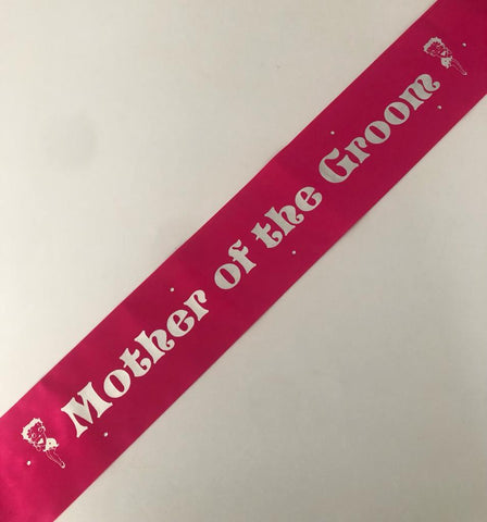 Mother of the Groom Sash (Betty Boop) - Hot Pink and Silver Handmade