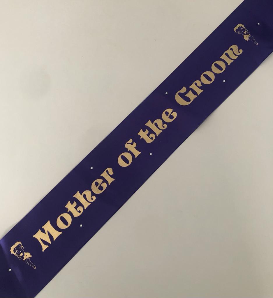 Mother of the Groom Sash (Betty Boop) - Purple and Gold Handmade
