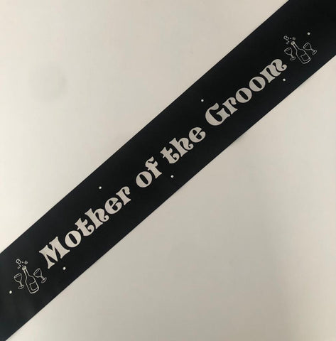 Mother of the Groom Sash (Champagne) - Black and Silver Handmade