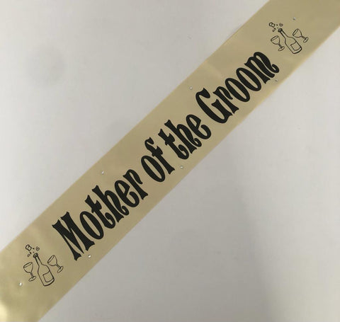 Mother of the Groom Sash (Champagne) - Gold and Black Handmade