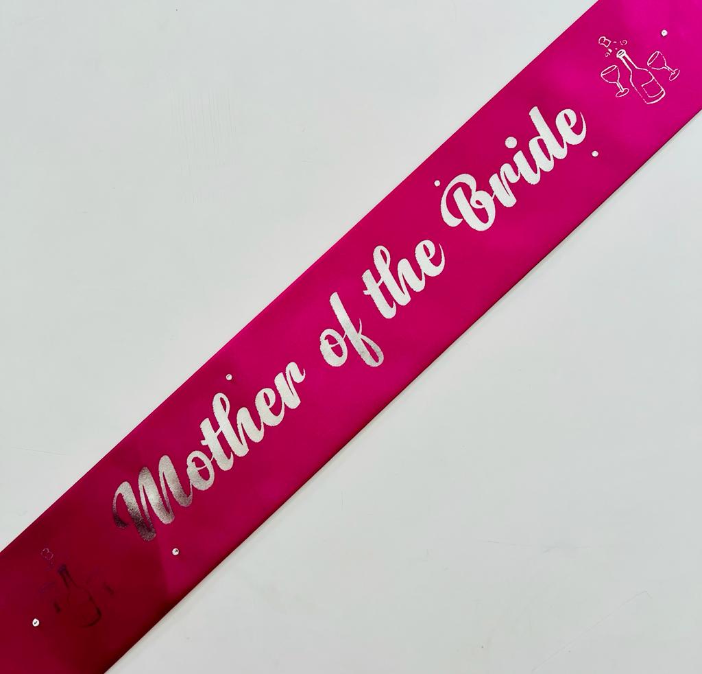 Mother of the Bride Sash - Magenta with Silver *NEW FABRIC* Handmade