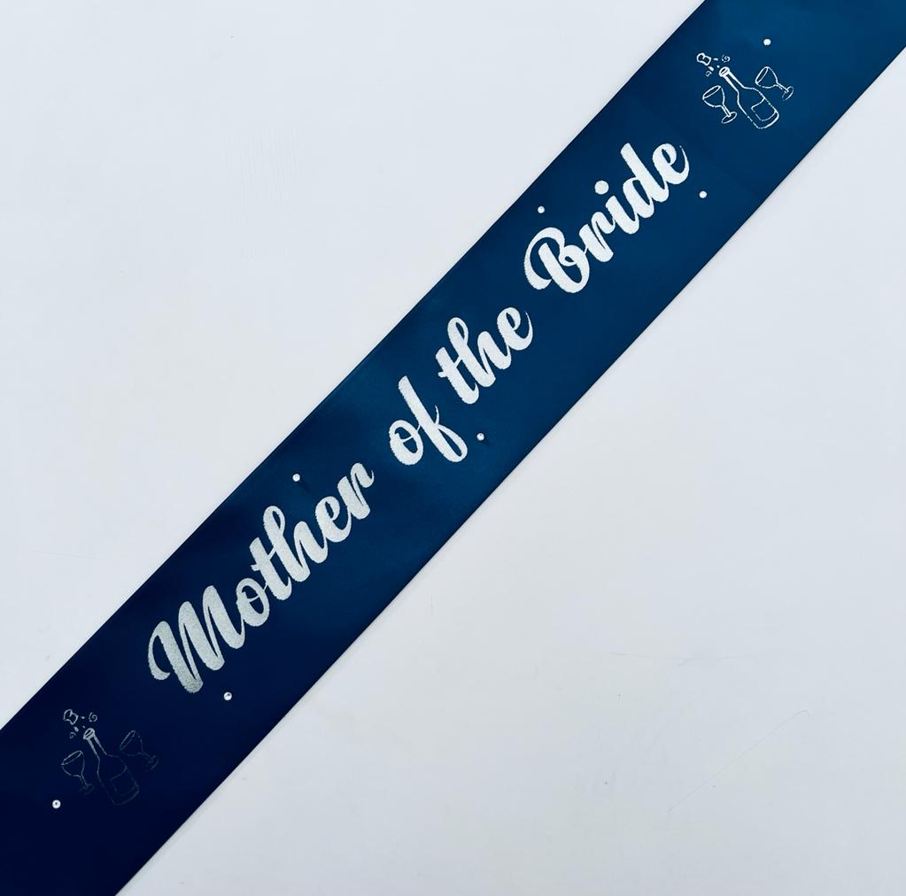 Mother of the Bride Sash - Navy with Silver *NEW FABRIC* Handmade