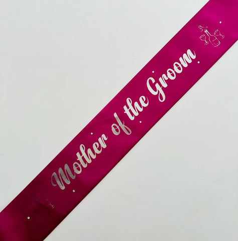 Mother of the Groom Sash - Magenta with Silver *NEW FABRIC* Handmade