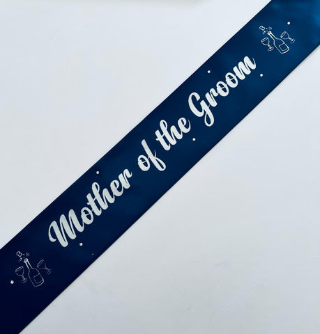Mother of the Groom Sash - Navy with Silver *NEW FABRIC* Handmade