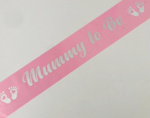 Mummy to Be Sash - Pale Pink and Silver *NEW FABRIC* Handmade