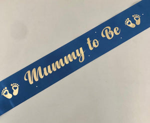Mummy to Be Sash - Royal Blue with Gold *NEW FABRIC* Handmade
