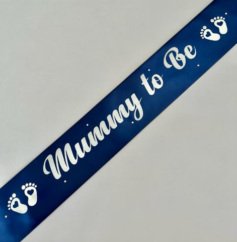 Mummy to Be sash - Navy with Silver *NEW FABRIC* Handmade