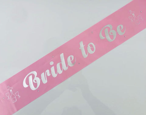 Bride to Be Sash - Pale Pink with Silver *NEW FABRIC* Handmade