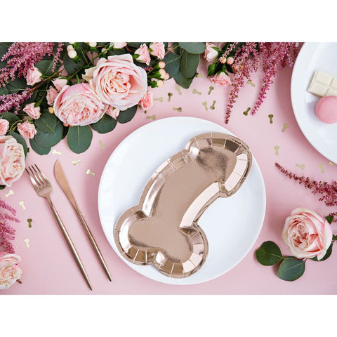 Rose Gold Willy Shaped Plates (6) Crosswear