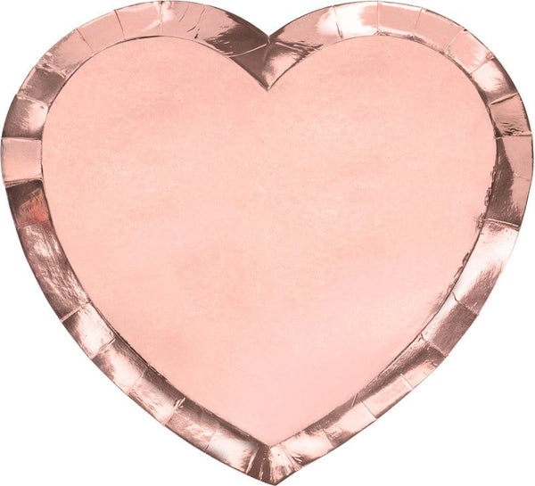 Rose Gold Heart Shaped Plates (6) Crosswear