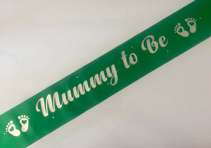 Mummy to Be Sash - Royal Green and Silver Handmade