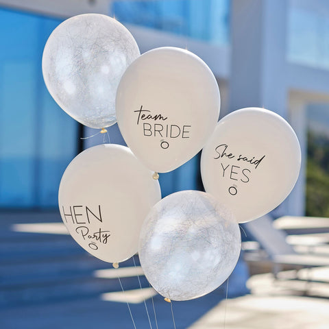 White Nude and Silver Angel Hair Hen Party Balloons