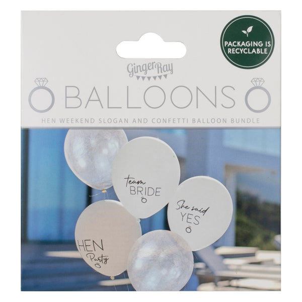 White nude silver angel hair hen party balloons