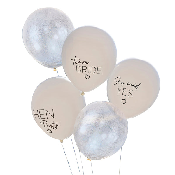 White nude silver angel hair hen party balloons