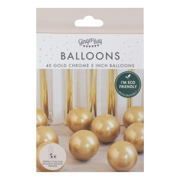 Mosaic Balloon Pack (40) - Gold Chrome (5") Ginger Ray