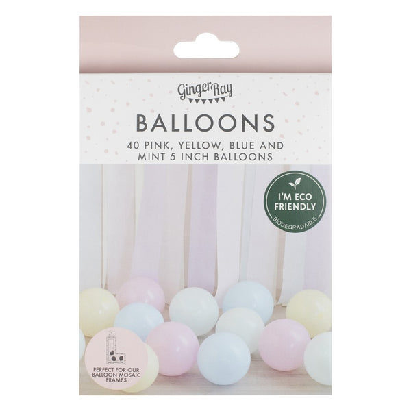 Mosaic Balloon Pack (40) - Pretty Pastels (5") Ginger Ray