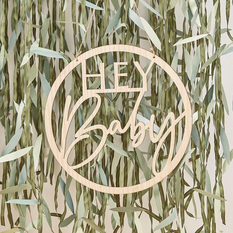 Wooden Hey Baby - Baby Shower Sign Ginger Ray