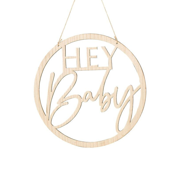 Wooden Hey Baby - Baby Shower Sign Ginger Ray