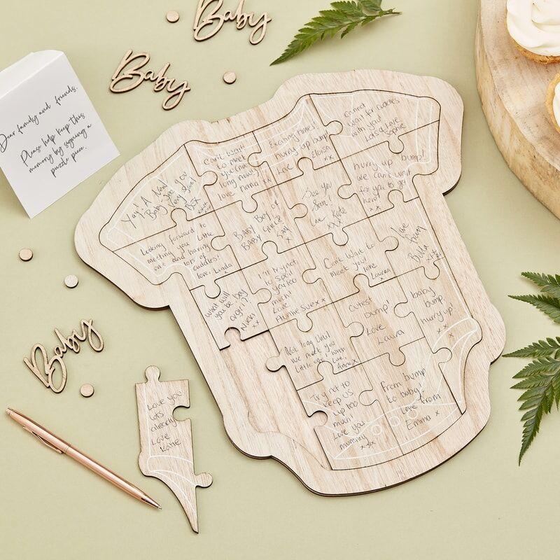 Wooden Baby Shower Babygrow Guest Book Ginger Ray