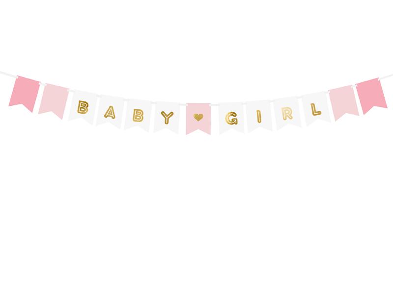 Girl Baby Shower Banner - Gold Inscription Crosswear