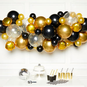 Balloon Garland Kit - Black and Gold (66 Pieces) Crosswear