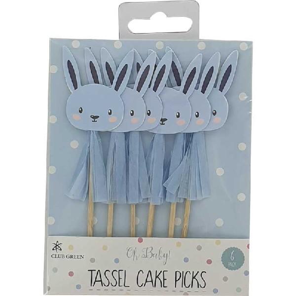 Bunny Tassel Cake Picks - Blue Crosswear