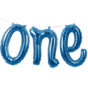'One' Script Air Fill Balloon - Blue - Large Crosswear