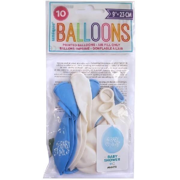 Baby Shower Balloons (10) - Blue/White (9") Crosswear
