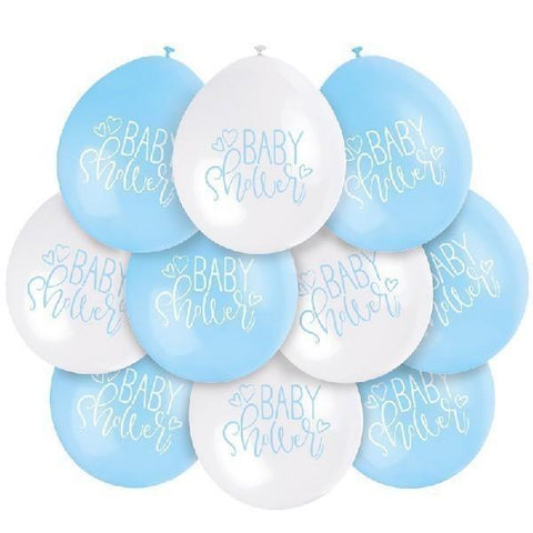 Baby Shower Balloons (10) - Blue/White (9") Crosswear
