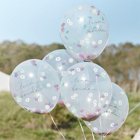 Team Bride Balloons (5) - Flower Confetti (12") Ginger Ray