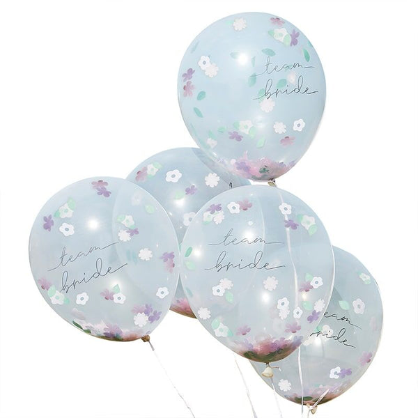 Team Bride Balloons (5) - Flower Confetti (12") Ginger Ray