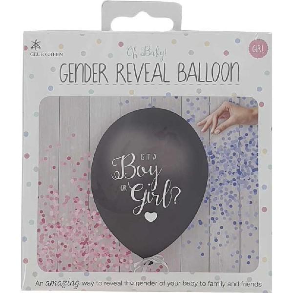 Gender Reveal Confetti Balloon - Pink (45cm) Unique Party Supplies NZ