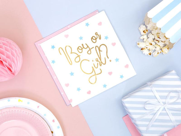 Boy or Girl Napkins (20) - Gender Reveal - Unique Party Supplies NZ