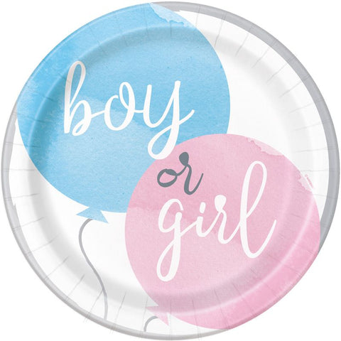 Gender Reveal Plates (8) - Pink and Blue (9") Crosswear