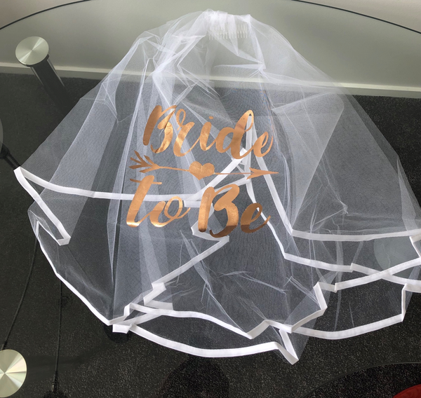 White Veil with Rose Gold 'Bride to Be' Alandra