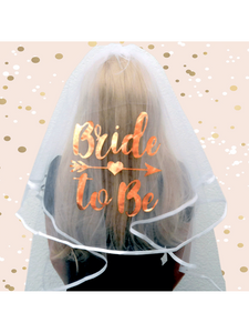 White Veil with Rose Gold 'Bride to Be' Alandra