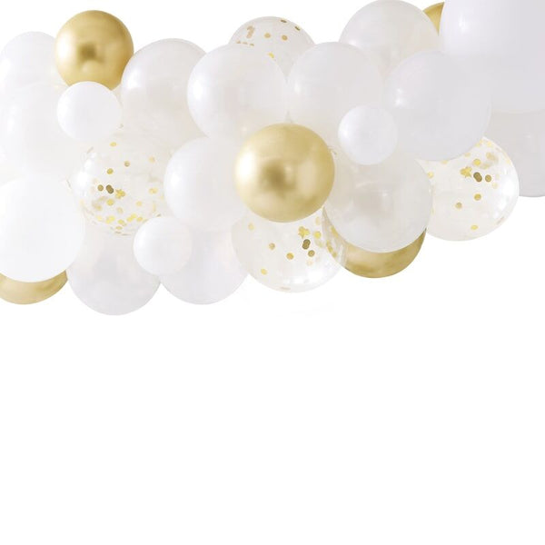 Balloon Arch Kit - White/Gold Chrome (55 Pieces) Ginger Ray