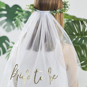 Bride to Be Hen Party Veil with Eucalyptus Crown Ginger Ray