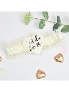 Bride to Be Garter - Cream/Rose Gold Alandra
