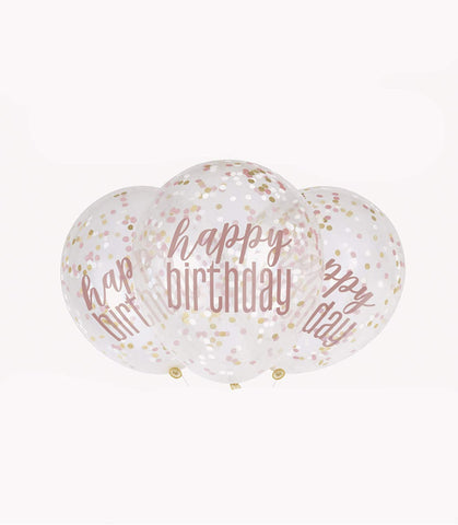 Balloons (6) - Rose Gold Confetti Birthday (12") Crosswear