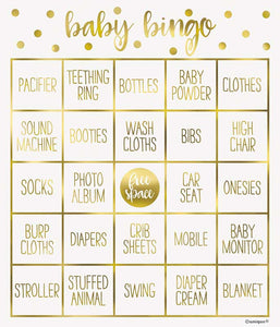 Baby Shower Gift Bingo Kit - Gold Crosswear