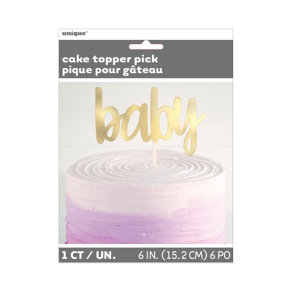 Baby Shower Cake Topper - Gold crosswear